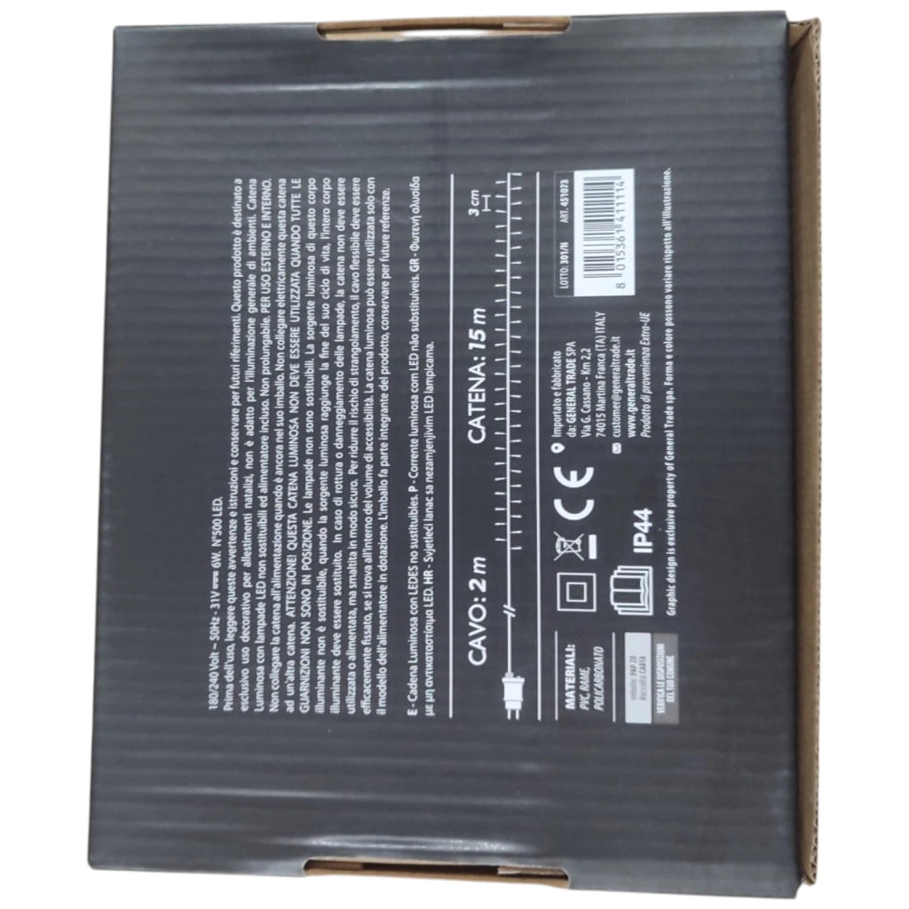 LUCI LED ORO 500 LED 15 MT INTERNO ESTERNO