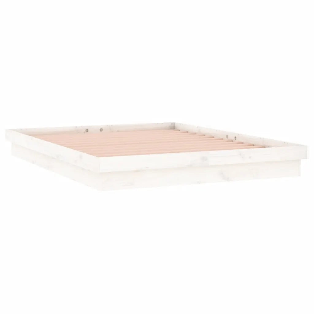 Giroletto LED-Struttura Letto con LED Bianco 140x190 cm in Legno Massello 807386