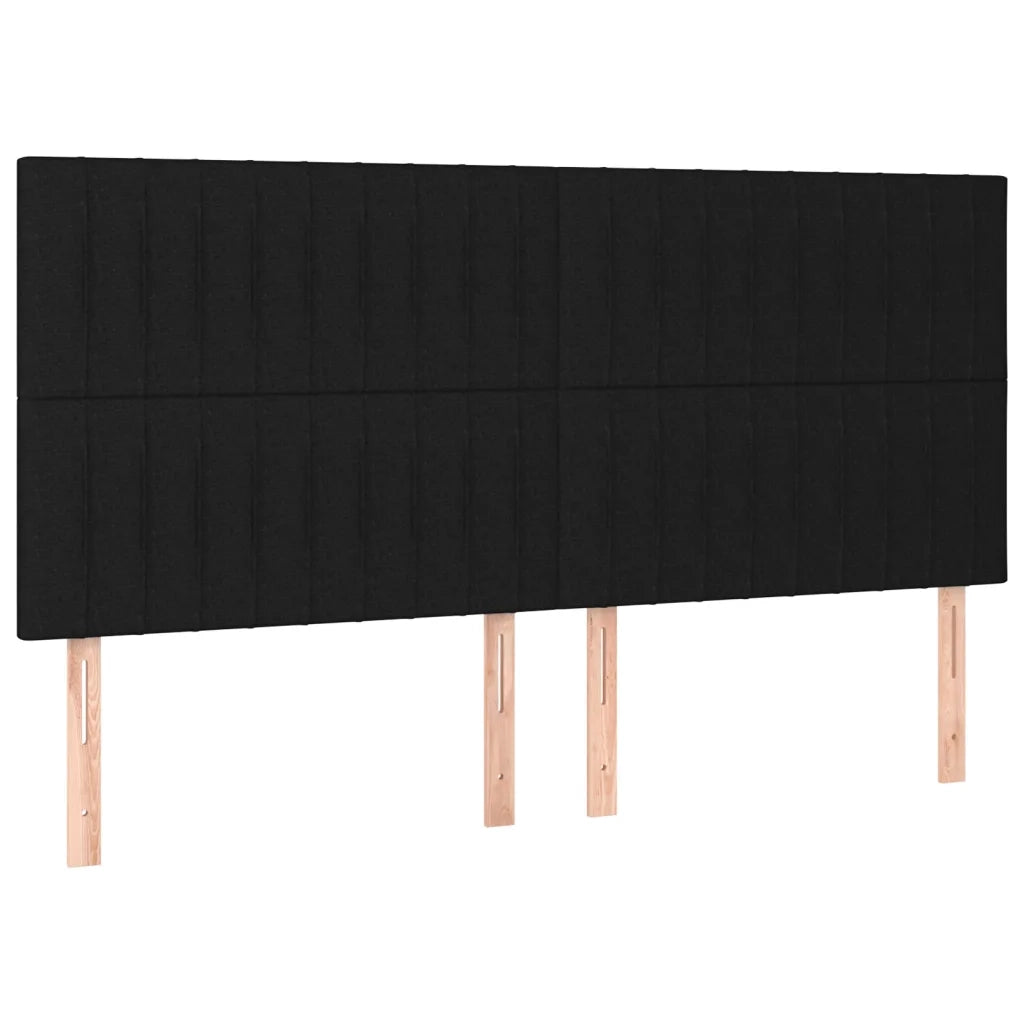 Testiera | Testata Nera 200x5x118/128 cm Tessuto