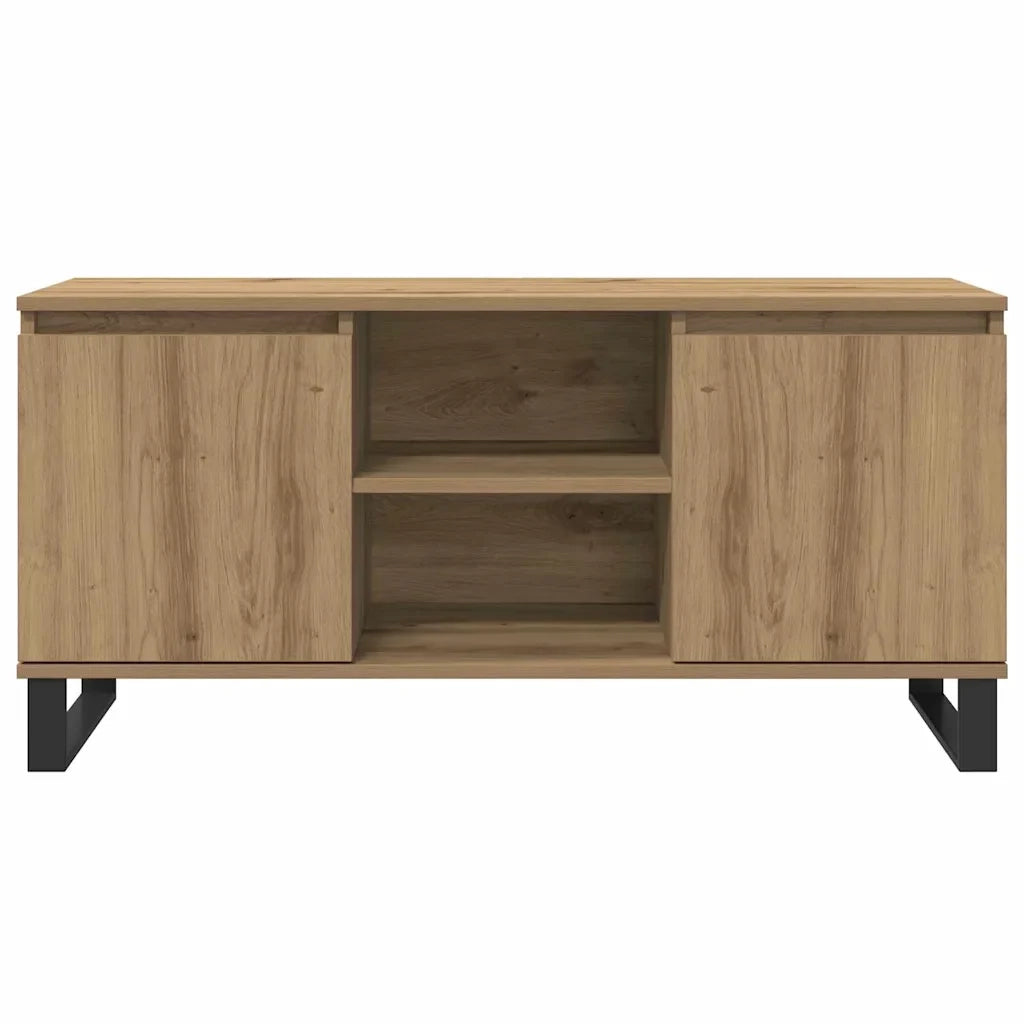 Mobile TV rettangolare moderno 104 x 35 x 50 cm con ripiani sicuri stile minimalista in legno ingegnerizzato rovere artigianale 02_0052767