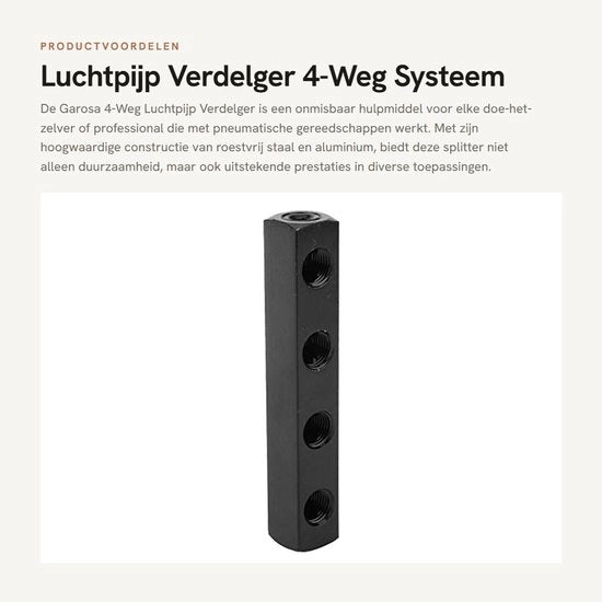 Splitter aeree 4 vie - 1/4 pollici BSPP - Flessi in acciaio inossidabile - Connettori pneumatici - Materiale resistente - Impiego facile - Distributore di aria
