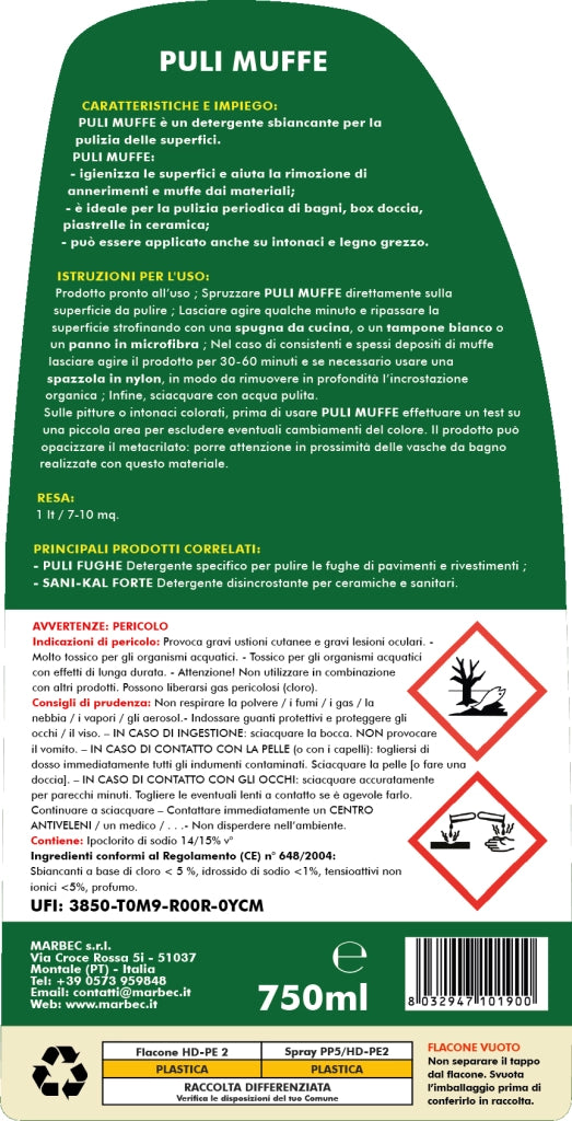 Detergente per rimuovere muffa PULI MUFFE   750ML