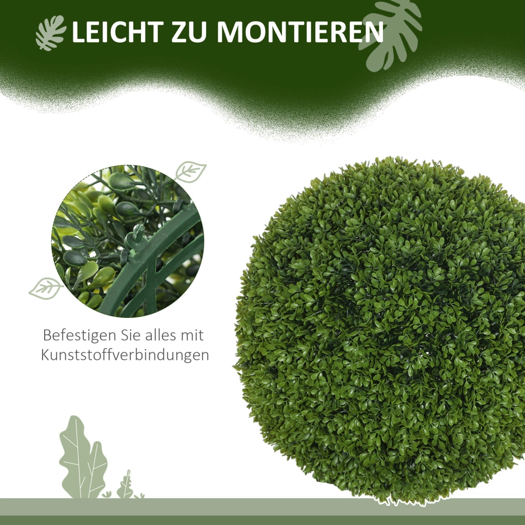 Sfera di bosso artificiale 2 pezzi in plastica verde Ø 40 cm con elementi a incastro per interni ed esterni