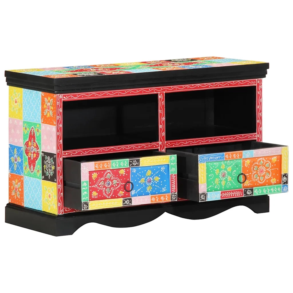 Mobile TV Multicolore 80 x 35 x 50 cm Legno di mango massello 4017570