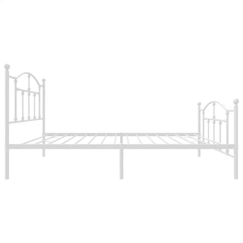Letto singolo | Letto per adulti | Giroletto con Testiera e Pediera Metallo Bianco 100x190 cm