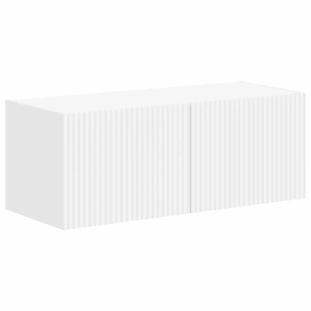Set mobile TV Montaggio a parete 4 pz-Credenza per TV Bianco Legno multistrato 805573