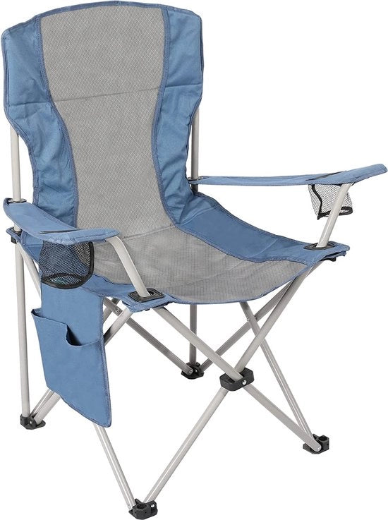 Campingstool pieghevole con taselli laterali - Grigio/Blu