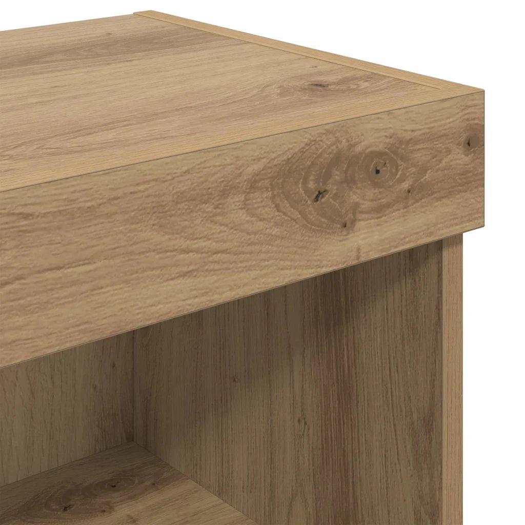 Set di 2 moderni e pratici supporti TV a parete 100 x 30 x 30 cm con strisce LED realizzati in legno di rovere ingegnerizzato finitura artigianale 02_0052830