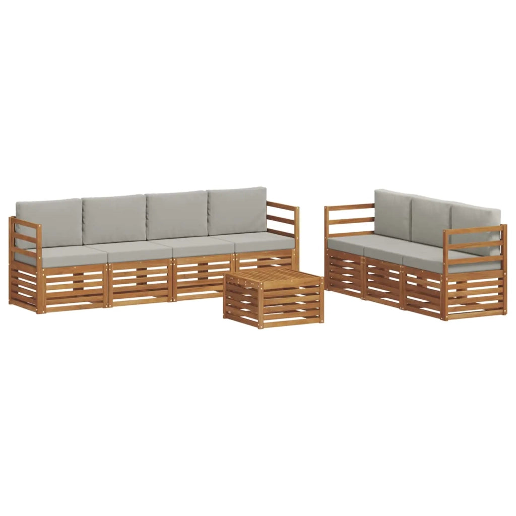 Set divani con cuscino 8 pcs Grigio Naturale e Chiaro 3374471