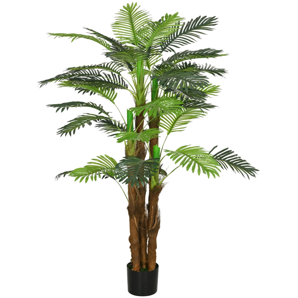 Palma Artificiale H 1,6 m Pianta Finta con Tronco e 36 Foglie Albero Decorativo con Vaso per Casa e Ufficio