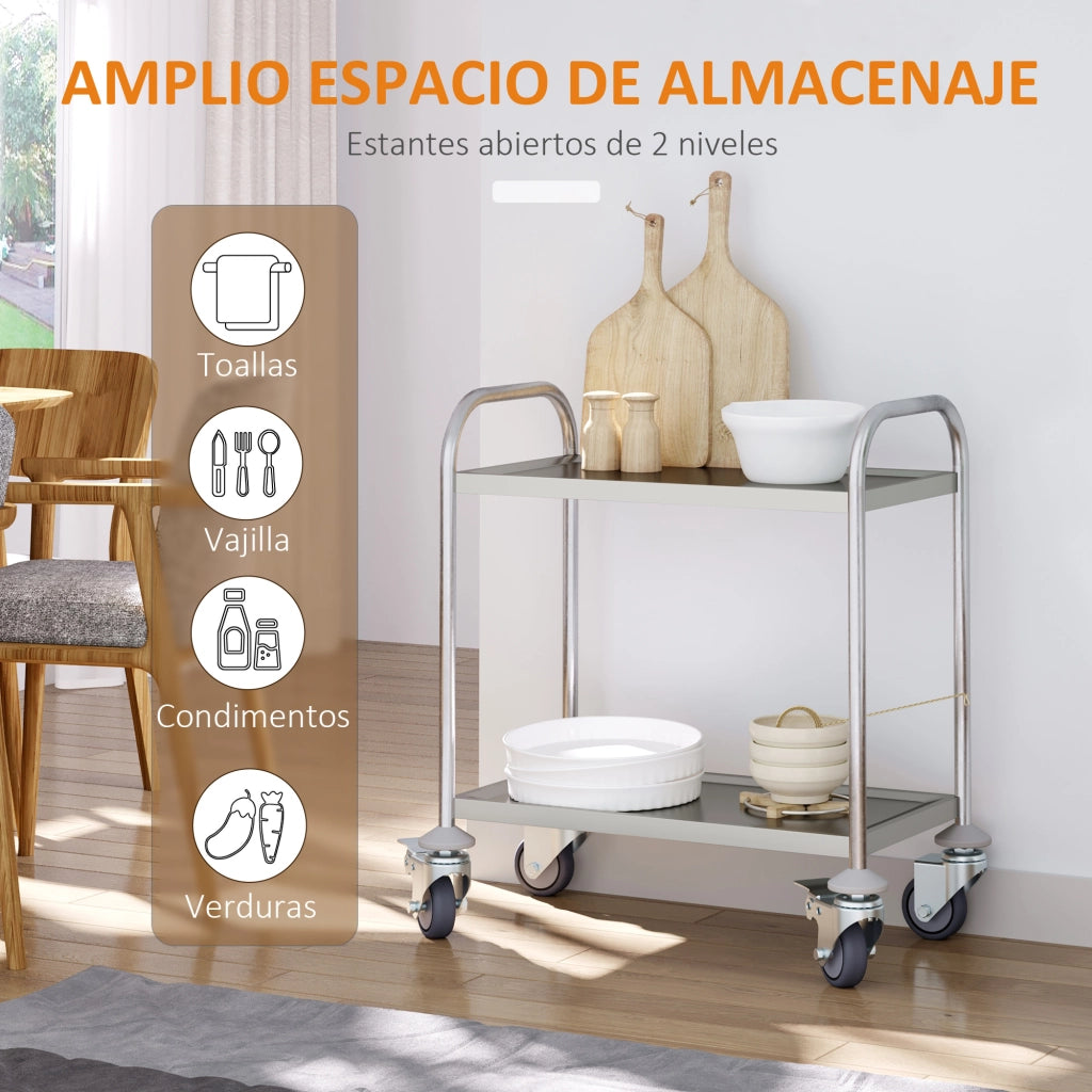Carrello da Cucina in Acciaio Inossidabile ¨C Minimal ¨C 80x45x82 cm Argento