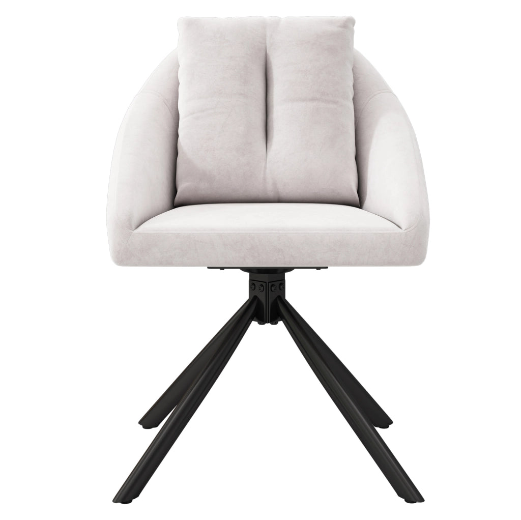 Set di 6 sedie girevoli a 360¡ã con rivestimento in velluto beige e struttura in metallo