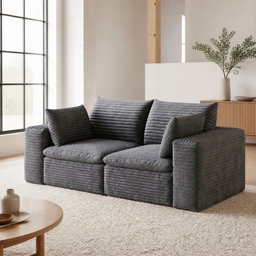 Divano modulare con imbottitura in schiuma, design senza telaio, in tessuto grigio scuro 180 × 90 × 60 cm
