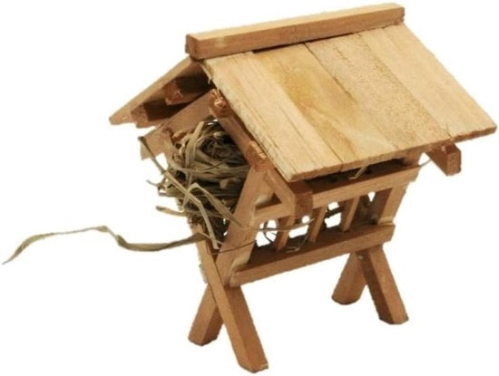 Accessori per presepi natalizi 6 pezzi comprensivi di fontana e pila in legno