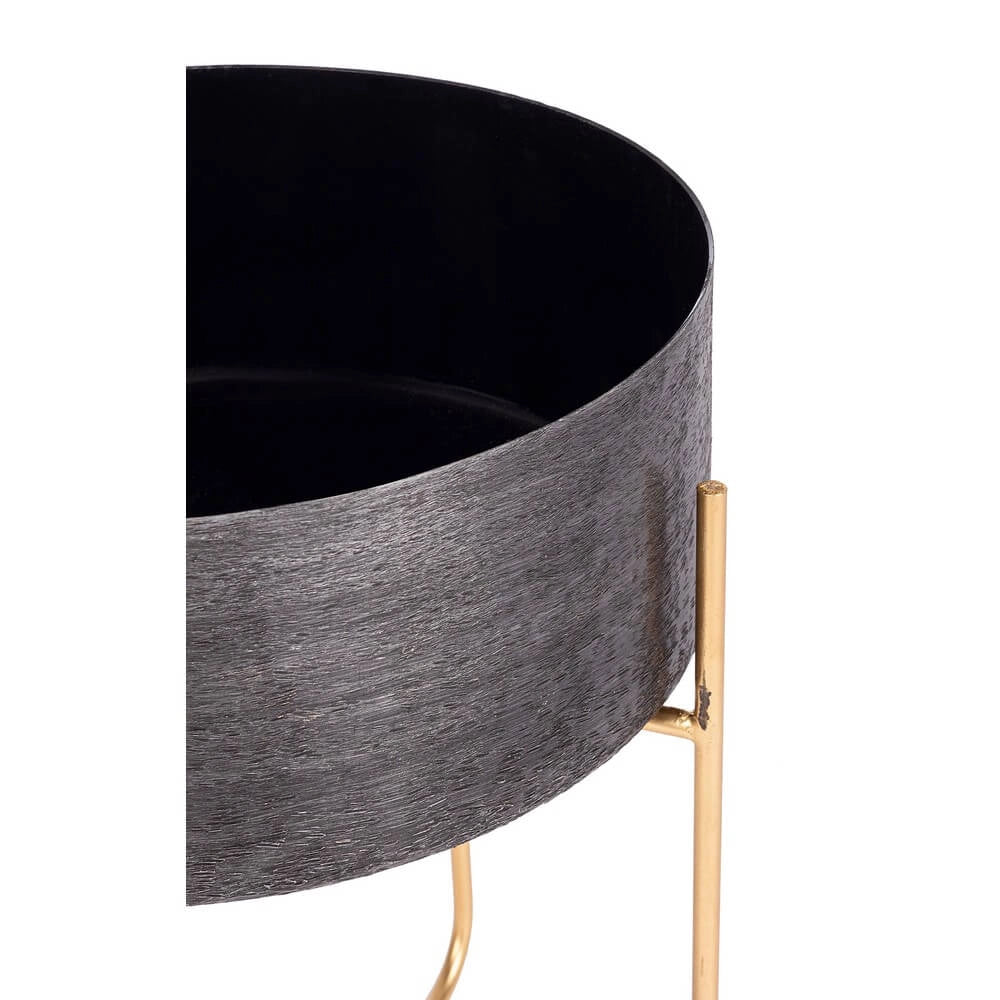 Set di 2 porta vaso in alluminio dorato con supporto in metallo - ROMAN