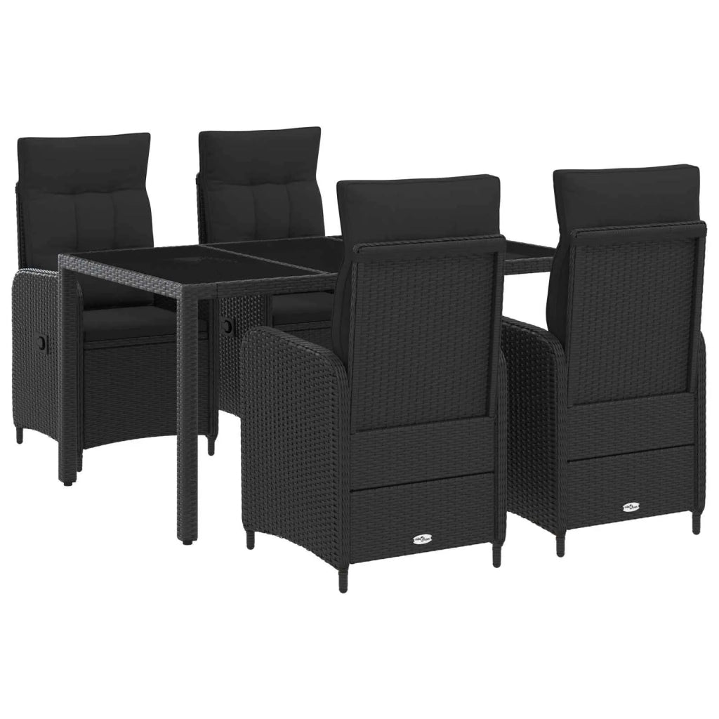 Set da pranzo per esterni 5 pz Nero polyrattan 3422298