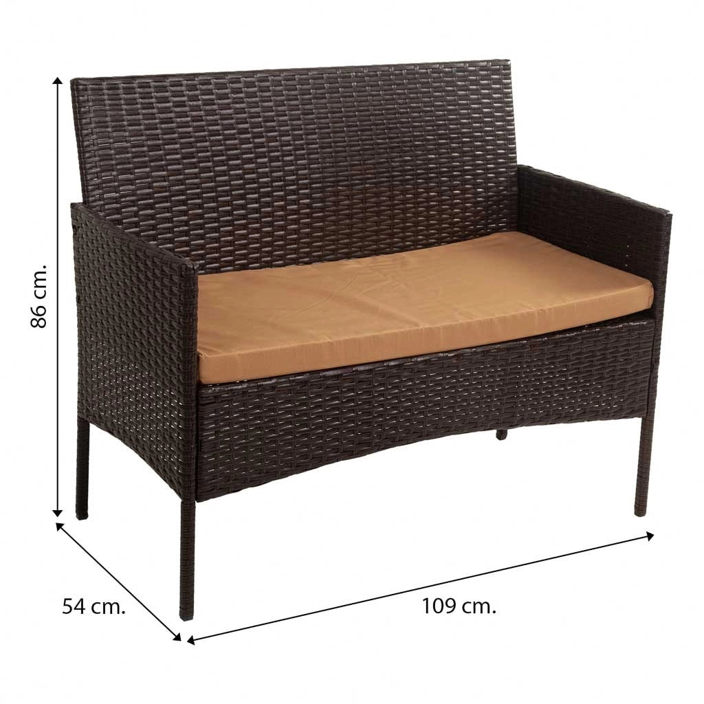Set tavolo, divano e 2 poltrone marroni