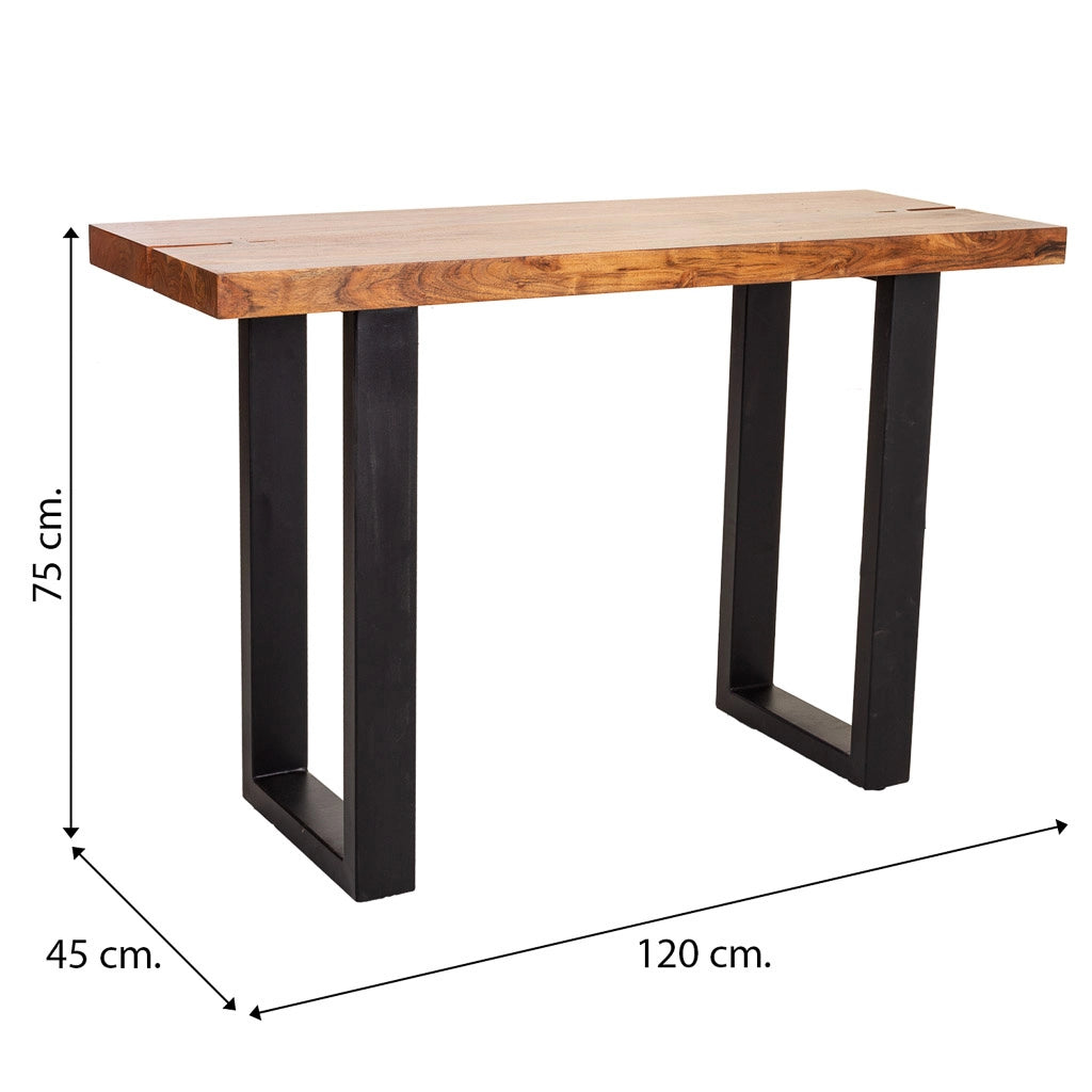 Mobile da ingresso in legno e metallo nero 120x45x75h