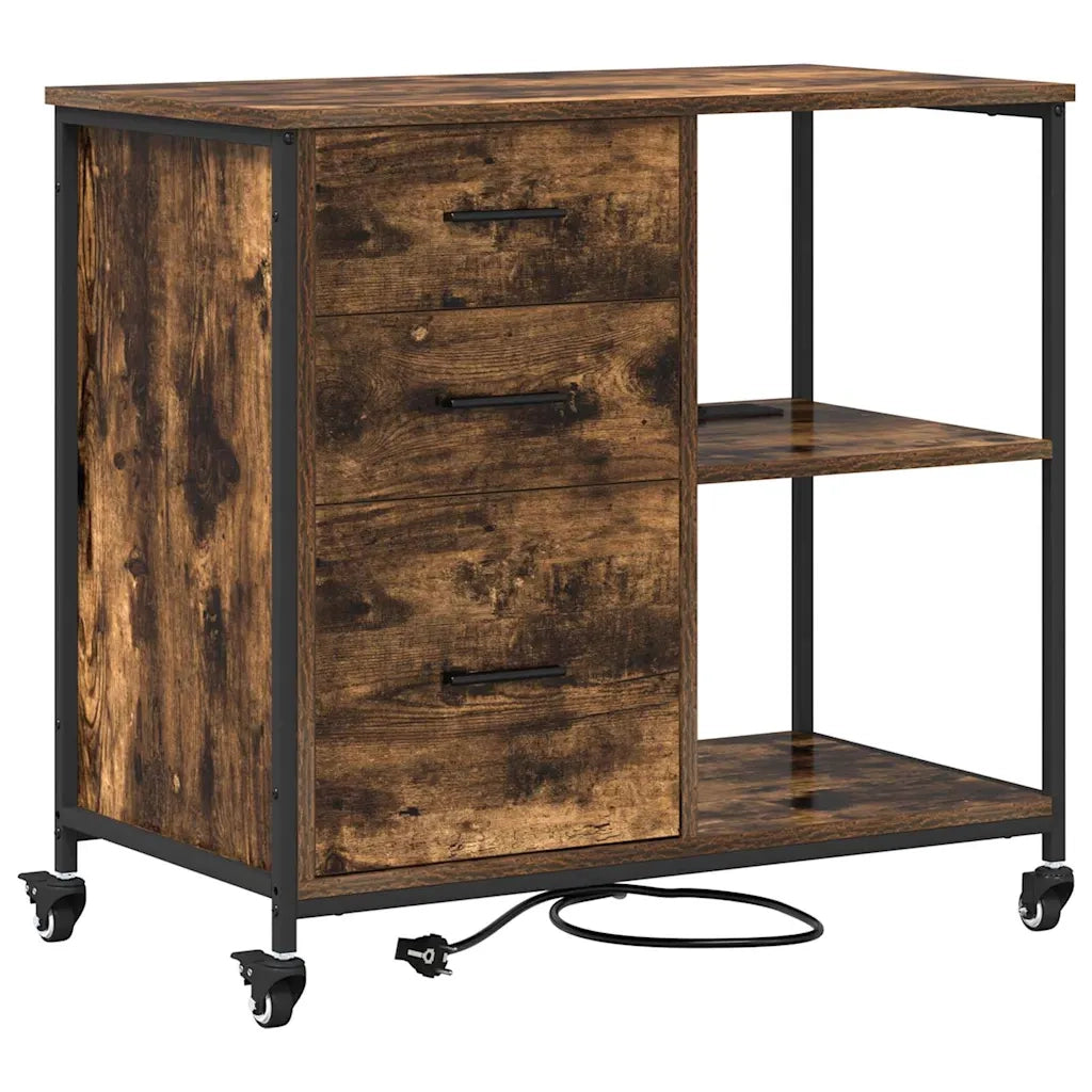 Cabina con Stazione di Ricarica Rovere fumé 76 x 41 x 72 cm 859837