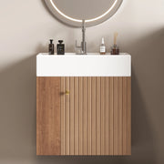 Mobile bagno compatto con lavabo in ceramica marrone