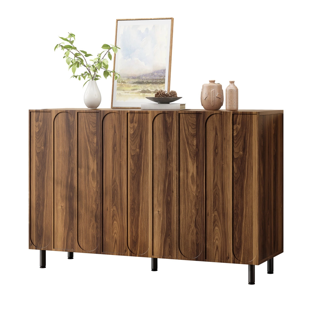 Credenza 120x37x80 cm porta scarpe con ripiani regolabili in MDF e pannello truciolare noce