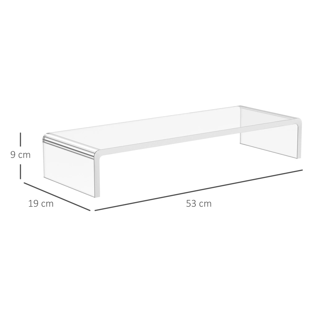 Supporto per monitor in vetro acrilico trasparente con vano per tastiera portata massima 30 kg 53 × 19 × 9 cm