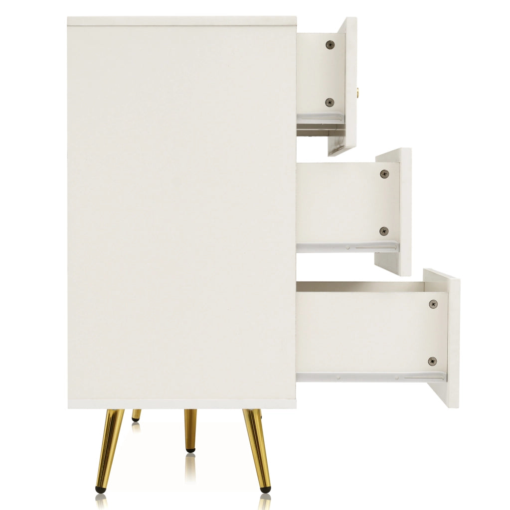 Cassettiera 6 cassetti 120x40x85 cm in pannello truciolare crema bianco HOMVRA