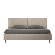 BS COM Letto matrimoniale king size con rete imbottito 190x210 microfibra sabbia Large