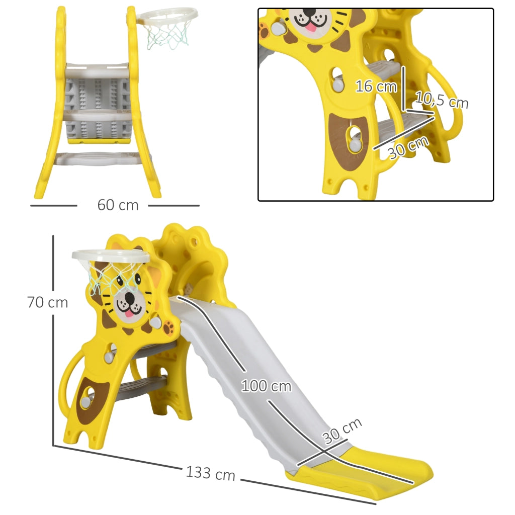 Casetta da gioco con scivolo e canestro ¨C ZephMum ¨C Giallo Grigio