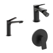 Set miscelatori: lavabo bidet senza scarico e incasso doccia monocomando nero opaco | Anne