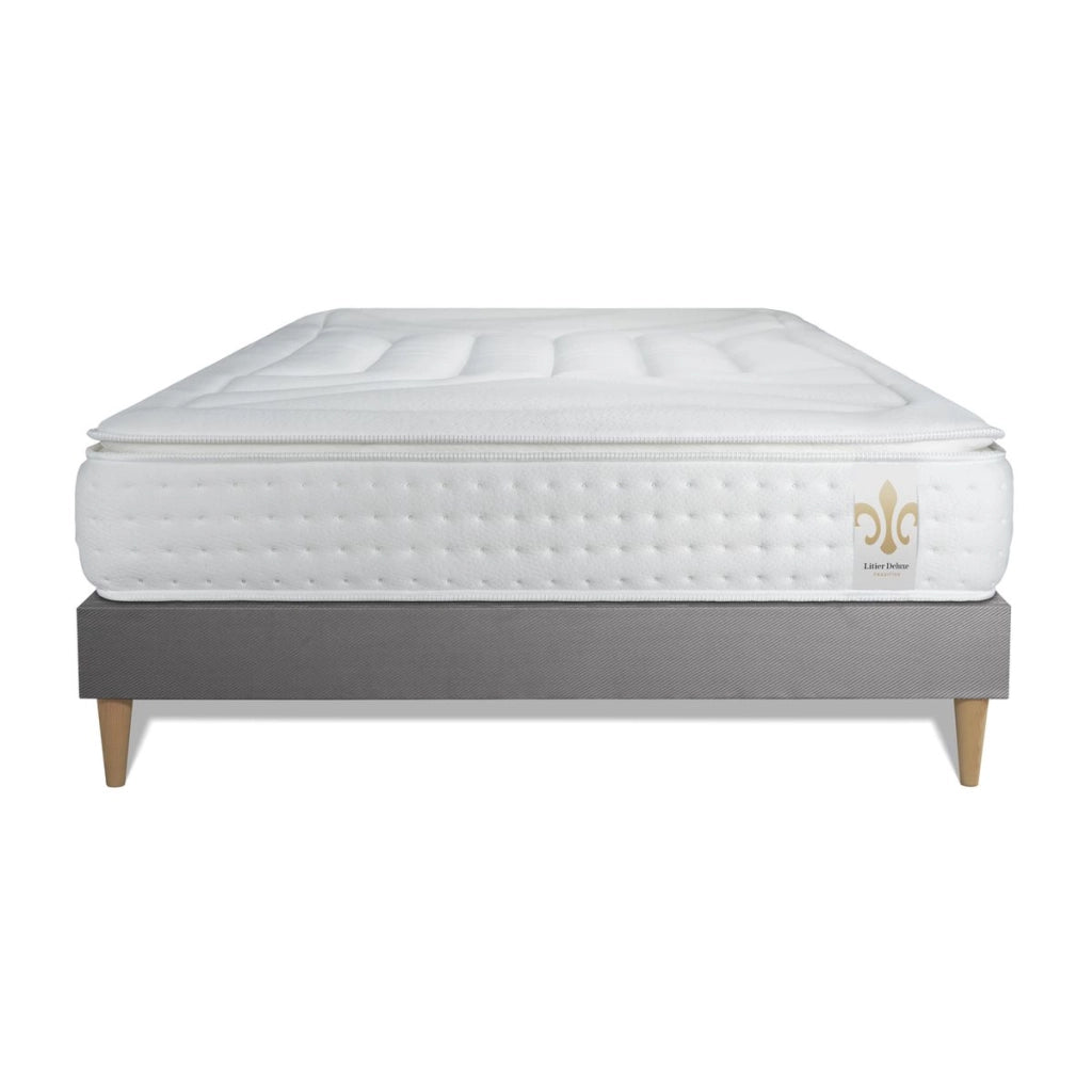 Pacchetto letto completo - Materasso 160x200cm + Box spring con doghe (kit) + 2 cuscini + Piumino - Vingt-Quatre PLUS