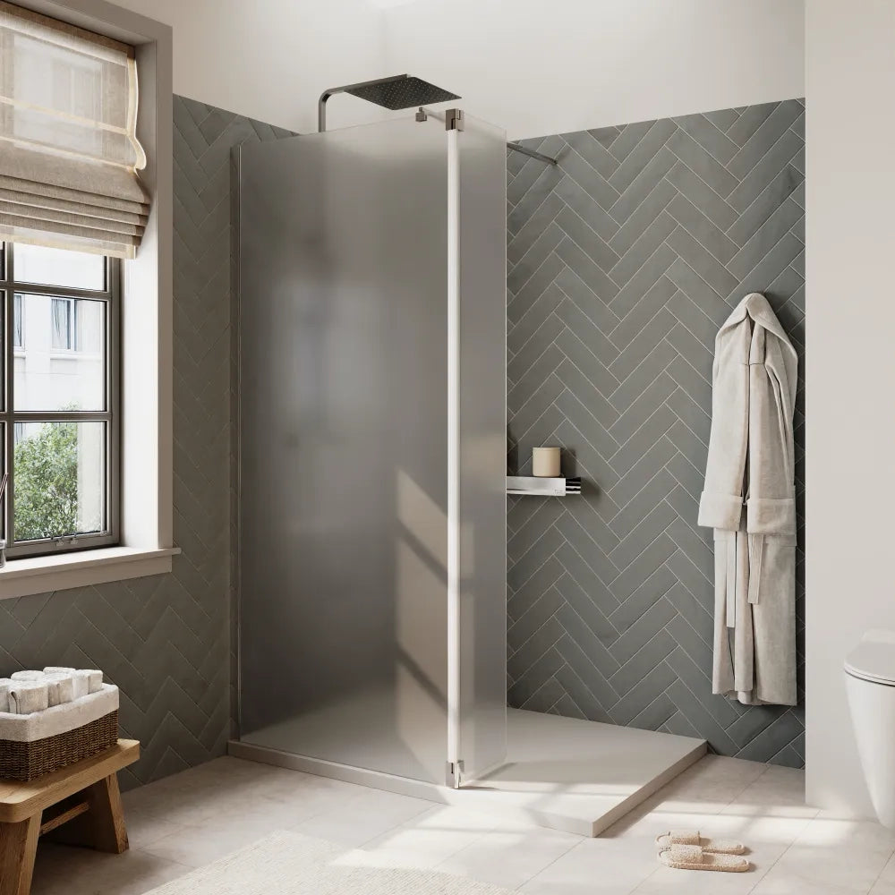 Doccia walk-in 100cm + anta 40cm vetro 8mm opaco profili cromo | Keros