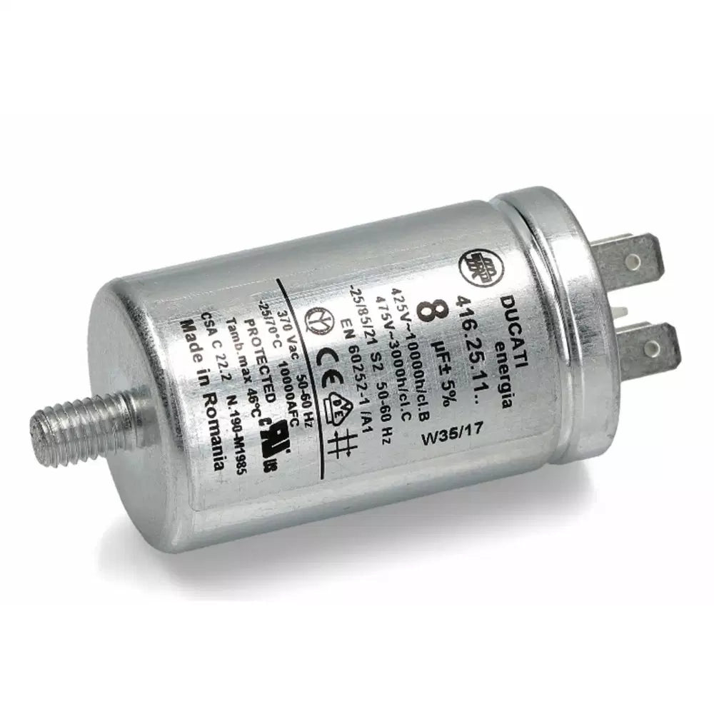 CONDENSATORE ASCIUGATRICE 8MF IN METALLO WHIRLPOOL BEKO ARISTON 475V DUCATI - UNIVERSALE