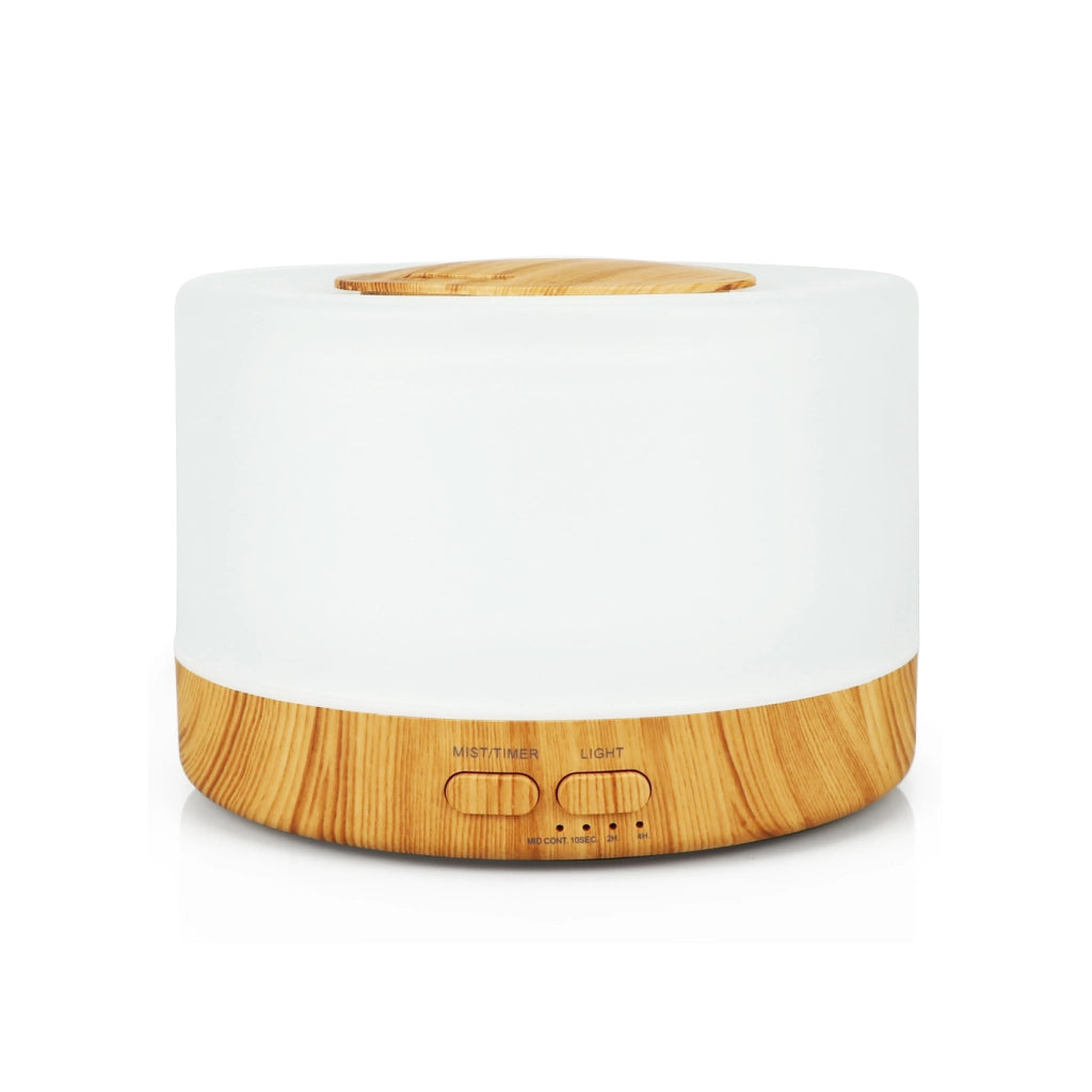 Diffusore di Aromi 500 ml con Luce LED 7 Colori e Timer, Umidificatore per Ambienti, Autonomia fino a 4 Ore, Design Effetto Legno, Alimentazione USB/240V