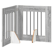 Cancello per cani con supporti 2 pz Grigio Sonoma 60 x 60 cm CFW3957009