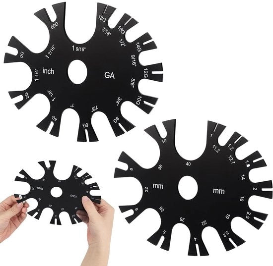 Draadmeterwiel con scala doppia - Precisione alta - Strumento di misura in acrilico - 18G/1,0 mm-40 mm - Fondamentale per gioielleria e lavorazione metallo - Rotaia di misura
