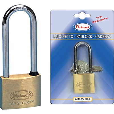 LUCCHETTO ARCO LUNGO 2700B POTENT - OTTONE ARCO CROMATO CHIAVI 2 MM 30X41- 12 pezzi