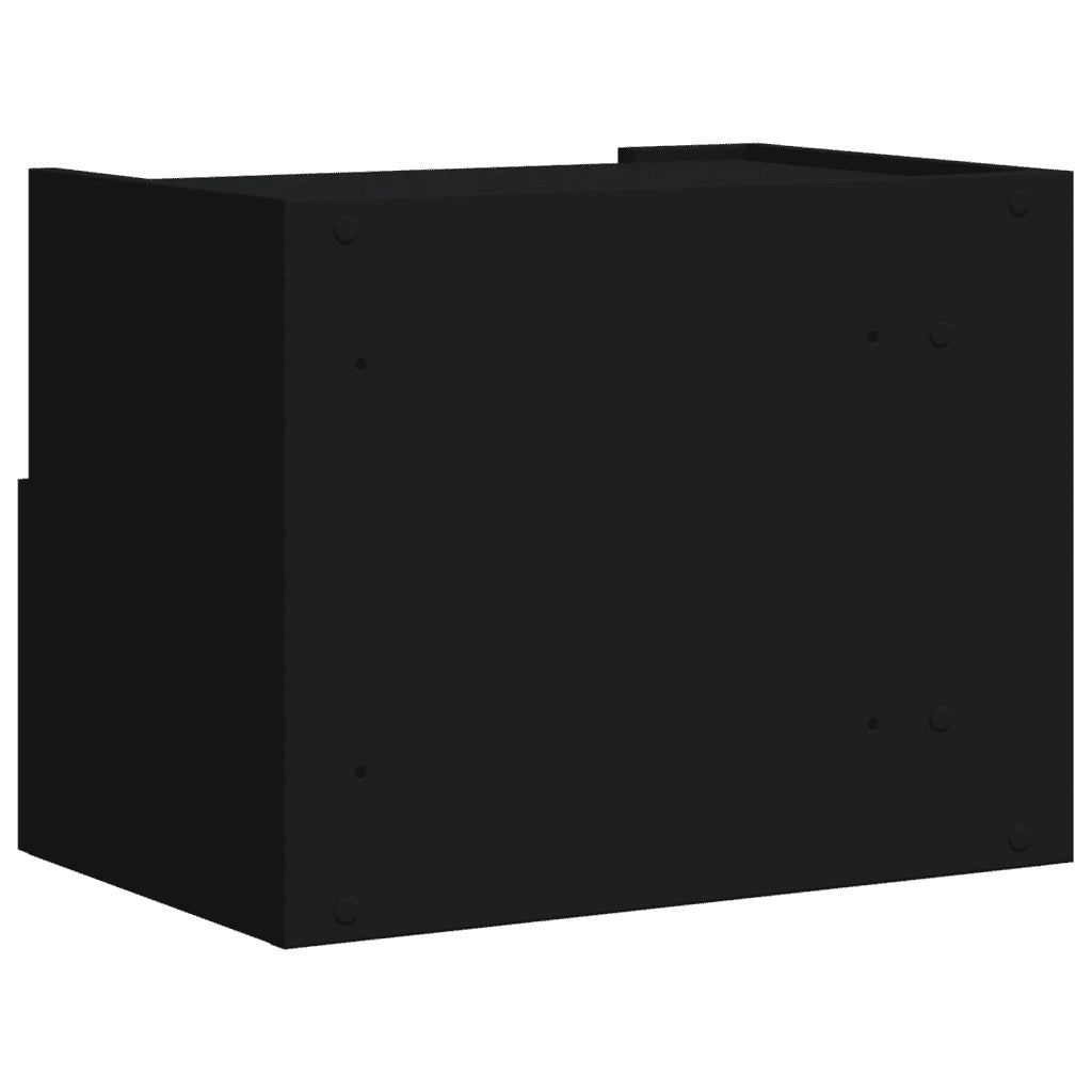Set di 2 Comodini | Armadio da Notte | Mobiletto da notte a Muro Nero 45x30x35 cm