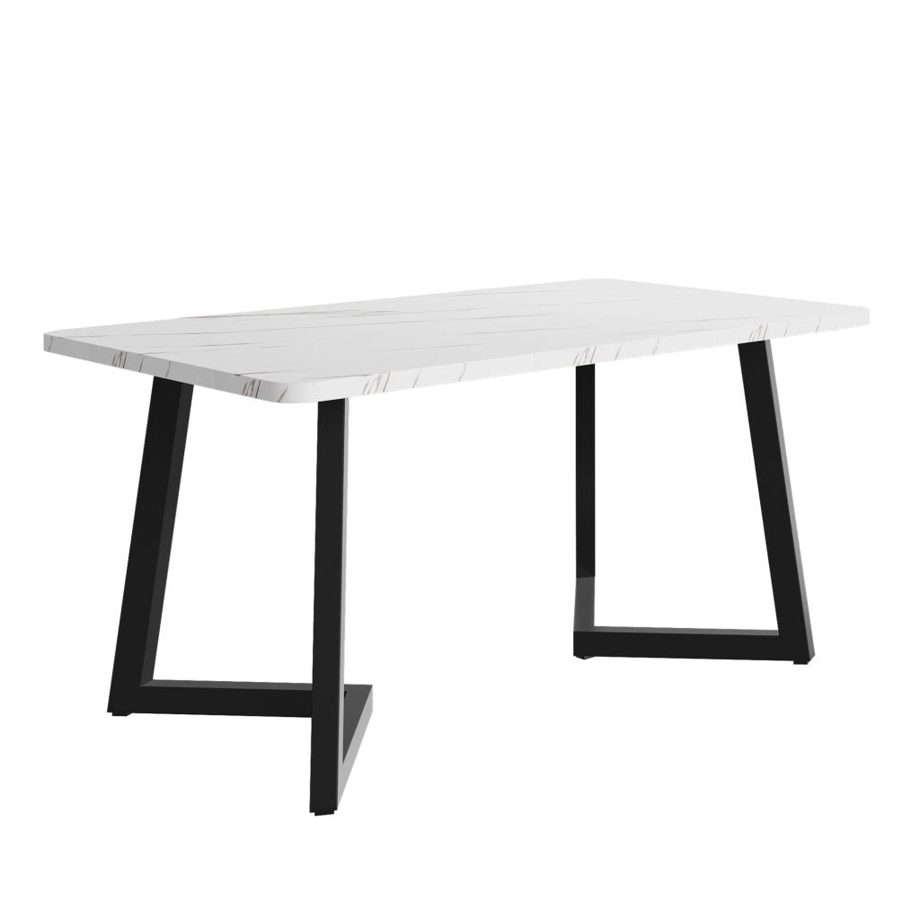 Tavolo da pranzo rettangolare 117x68 cm in MDF con effetto marmo; bianco e nero