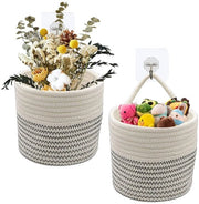 Macramé Hanger a due pezzi per piante - Corda in cotone - Mandorla intrecciata - Decorazione per balcone e parete - Sostenibile - Supporto per piante