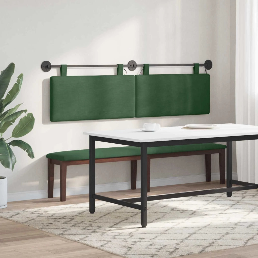 Testiera | Testata sospesa Con luce LED Verde Giungla Tessuto in Cords
