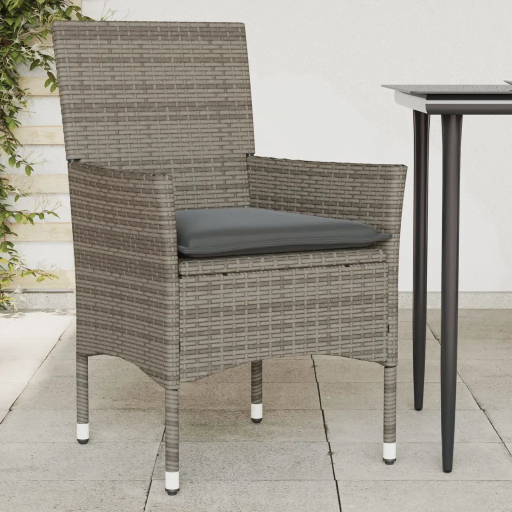 Sedie da Giardino con Cuscini 2 pz | Sedie da Esterno Grigie in Polyrattan