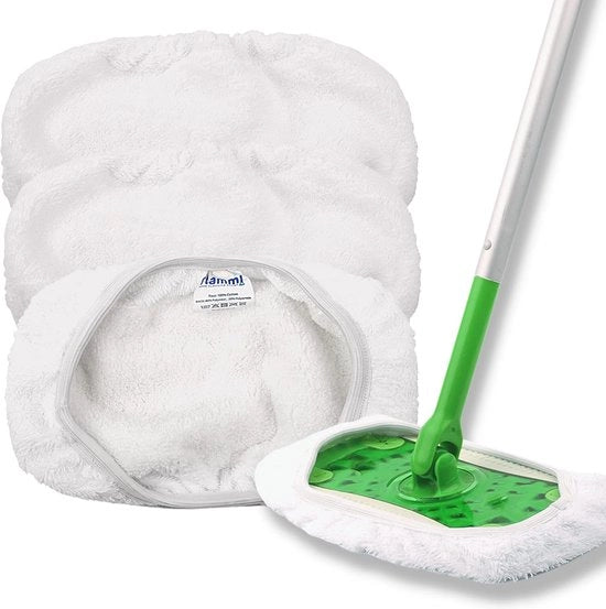 Copricoppe di Mop in Cotone Riciclabili per Swiffer - Aggiornamento per Uso Bagnato e Secco - 3 Pezzi