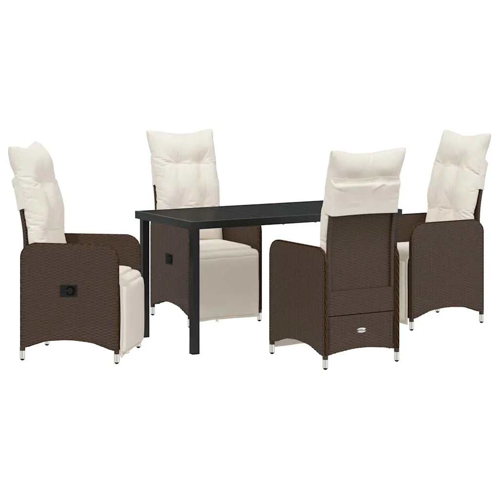Set da Pranzo per Giardino con cuscino 5 pcs Marrone polyrattan 3379669