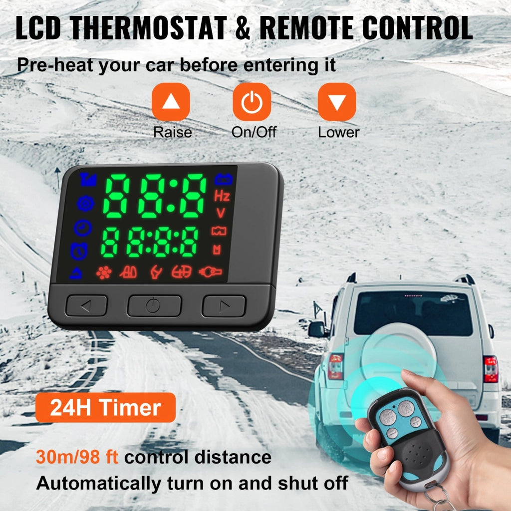 Riscaldatore ad Aria Diesel 12V 2KW per Camper e Auto con Serbatoio 10L, Display LCD e Silenziatore, Riscaldamento da Parcheggio Robusto
