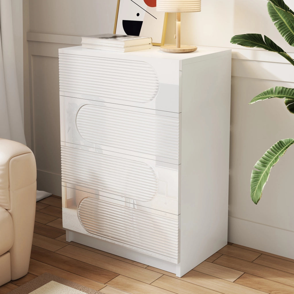 Cassettiera 4 cassetti 60x38;5x85 cm in MDF e pannello truciolare bianca