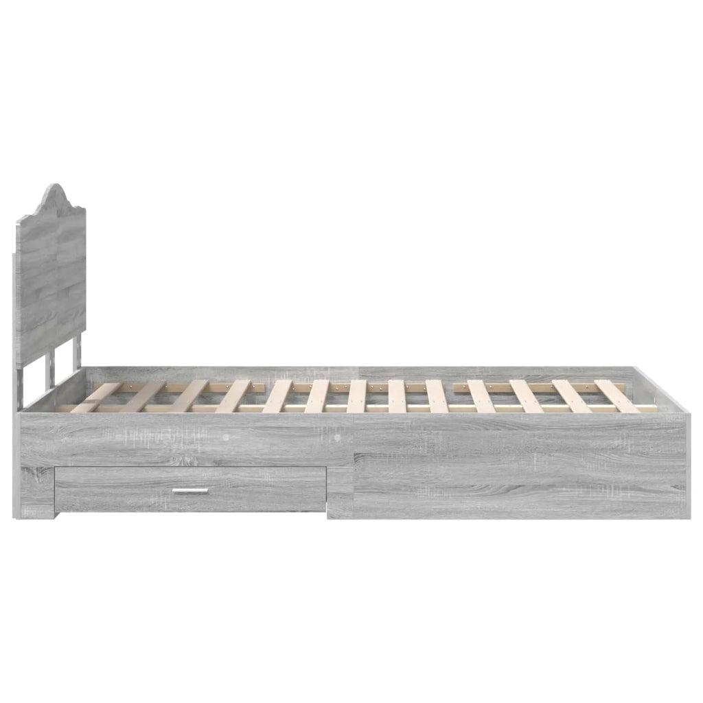 Letto matrimoniale | Letto per adulti | Struttura del letto con testiera Grigio Sonoma 120 x 200 cm