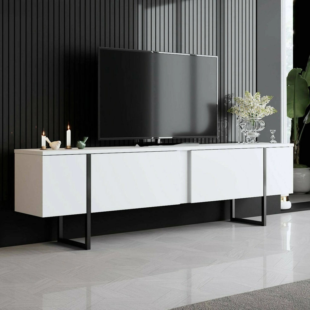 Abishia, Mobile Porta tv Cassetti, 180x30x50h cm Bianco
