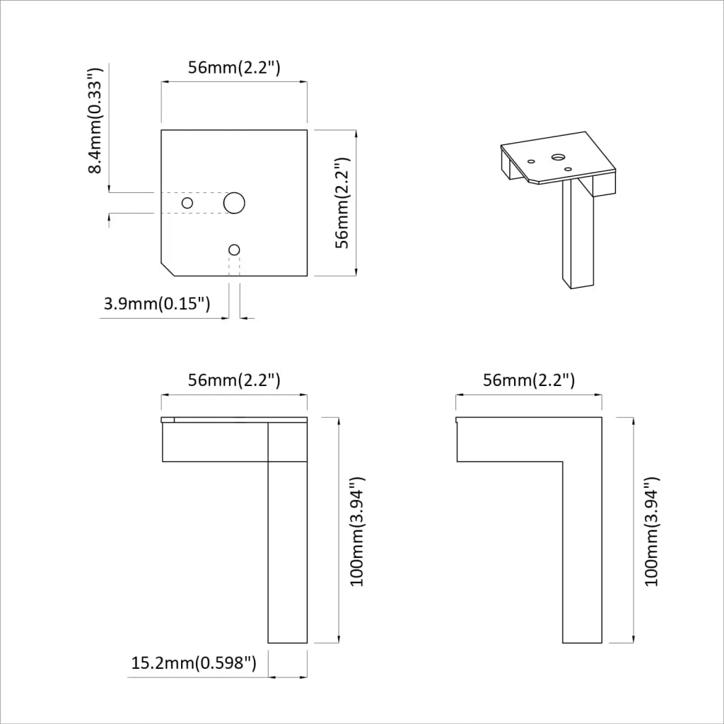 Piedi in piedi 12 pcs Nero 57 x 57 x 100 mm Ferro 864797