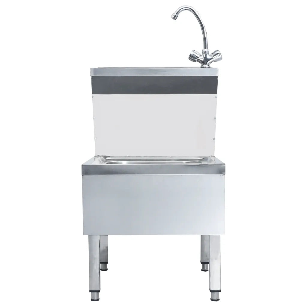 Lavandino Commerciale con Rubinetto da Pavimento Acciaio Inox 51116